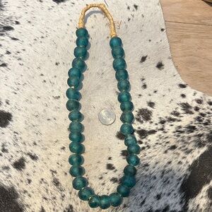 Ethnic Chunky glass Beaded Necklace teal